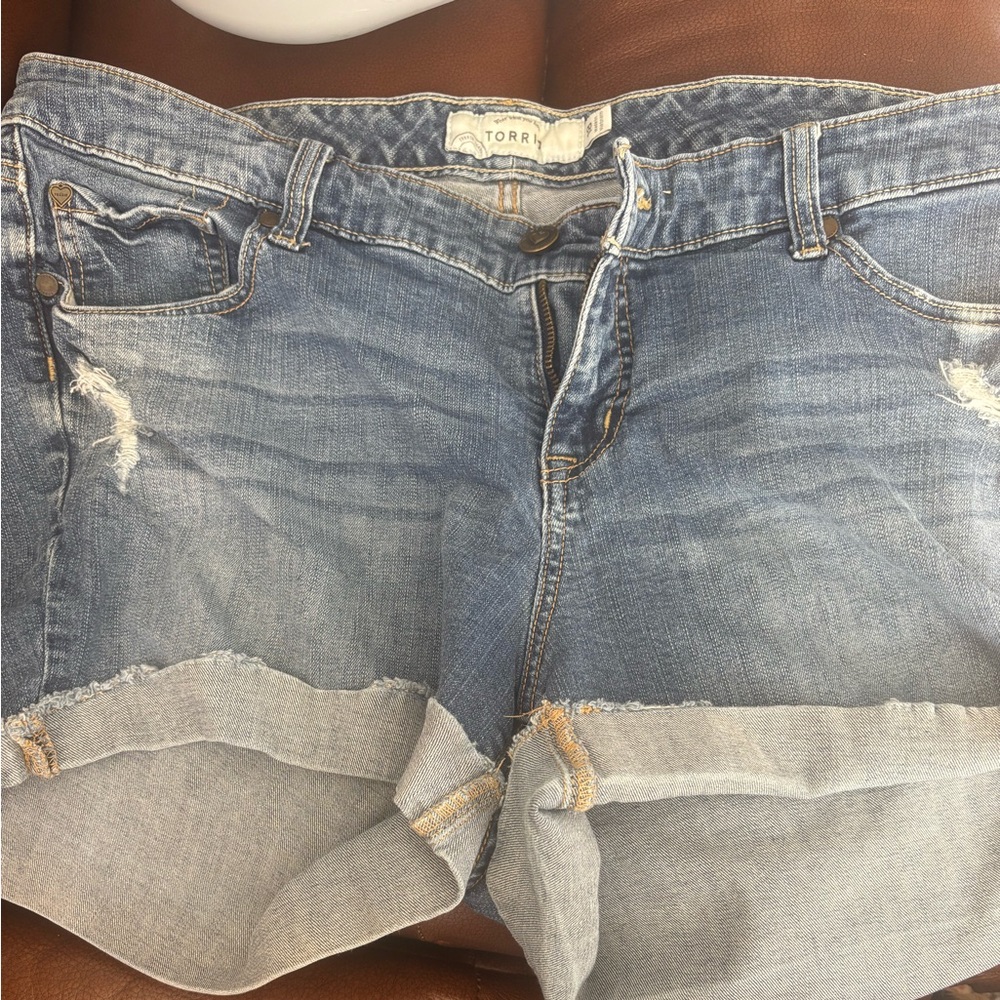 Torrid Light Blue Denim Shorts with Frayed Hem